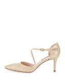 Luce Asymmetric-Strap Patent Pump, Nude
