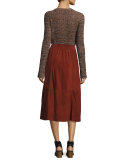Mina Suede Midi Skirt, Red Rocks