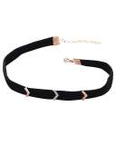 Black Velvet Choker with Diamond Chevron Stations