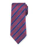 Herringbone Satin-Stripe Tie, Red
