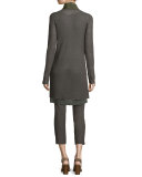 Open-Front Sheer Hemp Grid Long Cardigan