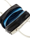 Soft Calf Medium Tricolor Inside Bag, White/Black/Light Blue (Talco+Nero)