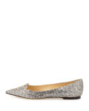 Attila Snake-Print Leather Flat