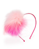 Rhinestone & Fox Fur Headband, Pink