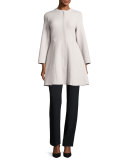 Front-Zip Slight-Flare Pants, Navy