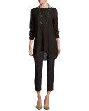 Textured Organic Linen Bateau-Neck Tunic