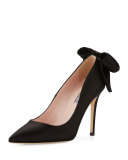 Lucille Satin Bow Pump, Black