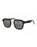 Notizia Square Mirrored Sunglasses, Black/Gold