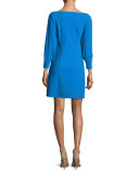 Tony Slit-Sleeve Cocktail Dress, Blue