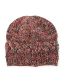 Braided-Trim Cashmere Beanie Hat, Multicolor