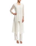 Drama 3/4-Sleeve Crochet Duster Coat