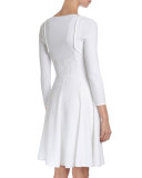 Textured-Wave Fit-&-Flare Dress, White