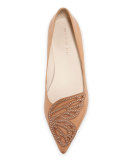 Bibi Butterfly Studded Flat, Tan