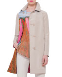 Reversible Button-Front Long Coat, Ranunculus/Multi Colors