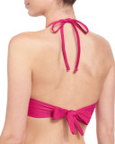 Stella Embroidered-Front Halter Swim Top, Dahlia