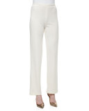 Knit Flat-Front Straight-Leg Pants