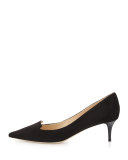 Allure Suede Kitten-Heel Pump, Black