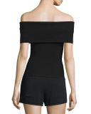 Del Belted Crepe Shorts, Black