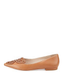 Bibi Butterfly Studded Flat, Tan