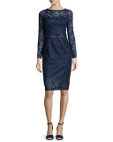 Long-Sleeve Lace Cocktail Dress