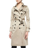 Sateen Double-Breasted Trenchcoat, Stone