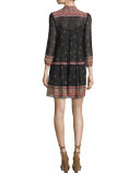 Alpina Paisley-Print Silk Georgette Dress, Caviar