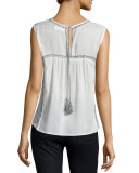 Asera Sleeveless Round-Neck Top, Off White