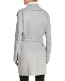 Belted Cocoon Coat, Pearl Heather