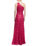 One-Shoulder Lace A-line Gown