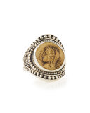 Silver & Bronze Coin Medallion Ring