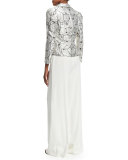 One-Button Floral Jacket, Off White