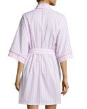Striped Kimono Short Robe, Pink
