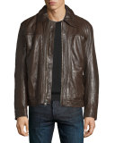 Outpost Leather Bomber Jacket, Espresso