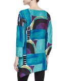 3/4-Sleeve Abstract-Print Tunic, Plus Size