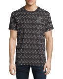 Lucas Jersey Logo Scribble Stripe T-Shirt, Black
