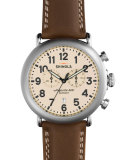 47mm Runwell Chronograph Leather Watch, Dark Nut
