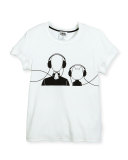 Karl & Choupette w/ Headphones Jersey Tee, White, Size 6-10