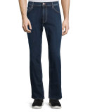 Five-Pocket Straight-Leg Denim Jeans, Blue