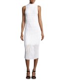 Ingrid Sleeveless Eyelet Mesh Midi Dress, White