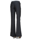 Low-Rise Flare-Leg Pants, Black