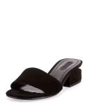 Lou Suede Block-Heel Mule, Black