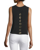 Metallic Chakras Sutra Muscle Tank Top, Black