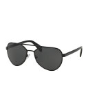 Metal Irregular Aviator Sunglasses, Gray
