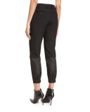 Mixed-Media Ankle Pants, Black