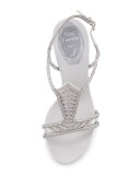 Crystal Chevron T-Strap 105mm Pump, Silver