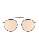 Wynwood III Round Mirrored Sunglasses, Black
