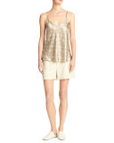 Slouchy Sateen Single-Pleat Shorts