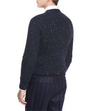 Cable-Knit Donegal Sweater, Navy