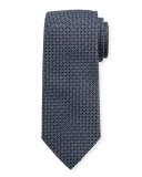 Woven Dotted Fancy Box Silk Tie, Blue