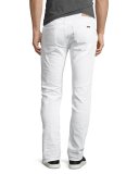 Tilted Tor Distressed Skinny Jeans, White